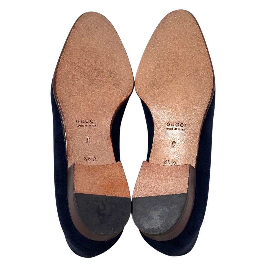 美品 グッチ GUCCI 36 1/2 23.5 スエード ローファー バンブー