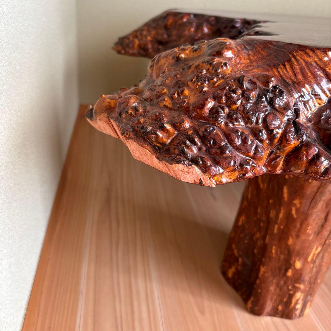 希少　花梨一枚板座卓　テーブル　瘤杢　光沢座卓　高級テーブル　アンティーク