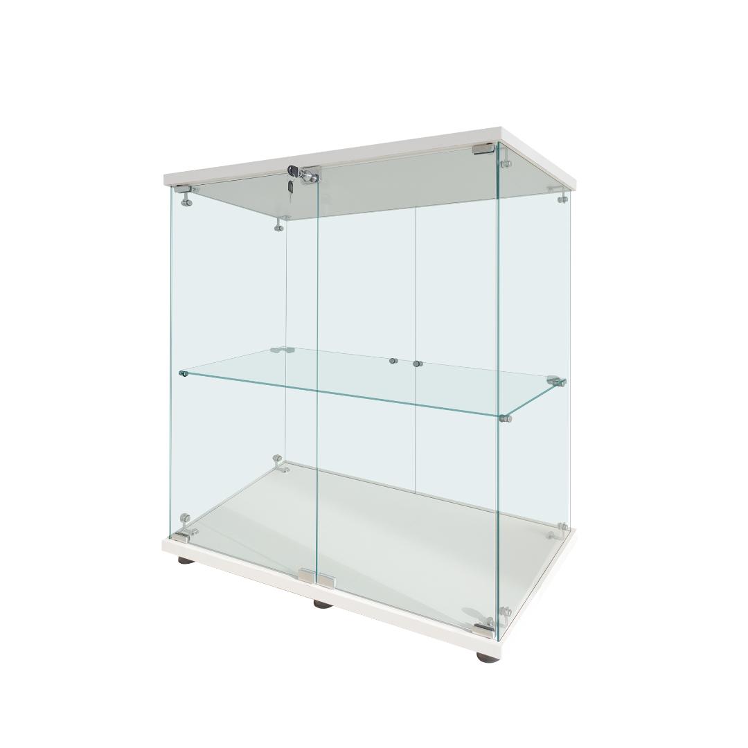 【新品】2段ワイド白｜ガラスコレクションケース｜大人のフィギュア棚 ショーケース