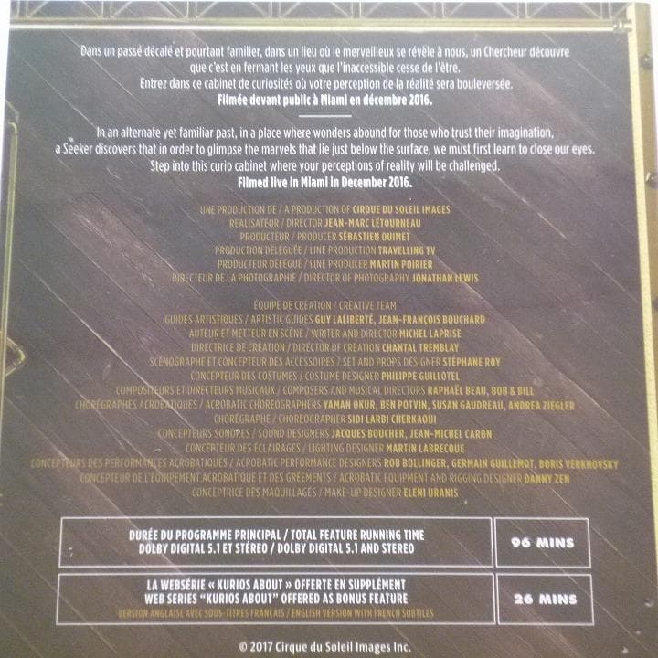 DVD シルク・ドゥ・ソレイユ キュリオス KURIOS /シルクドソレイユ