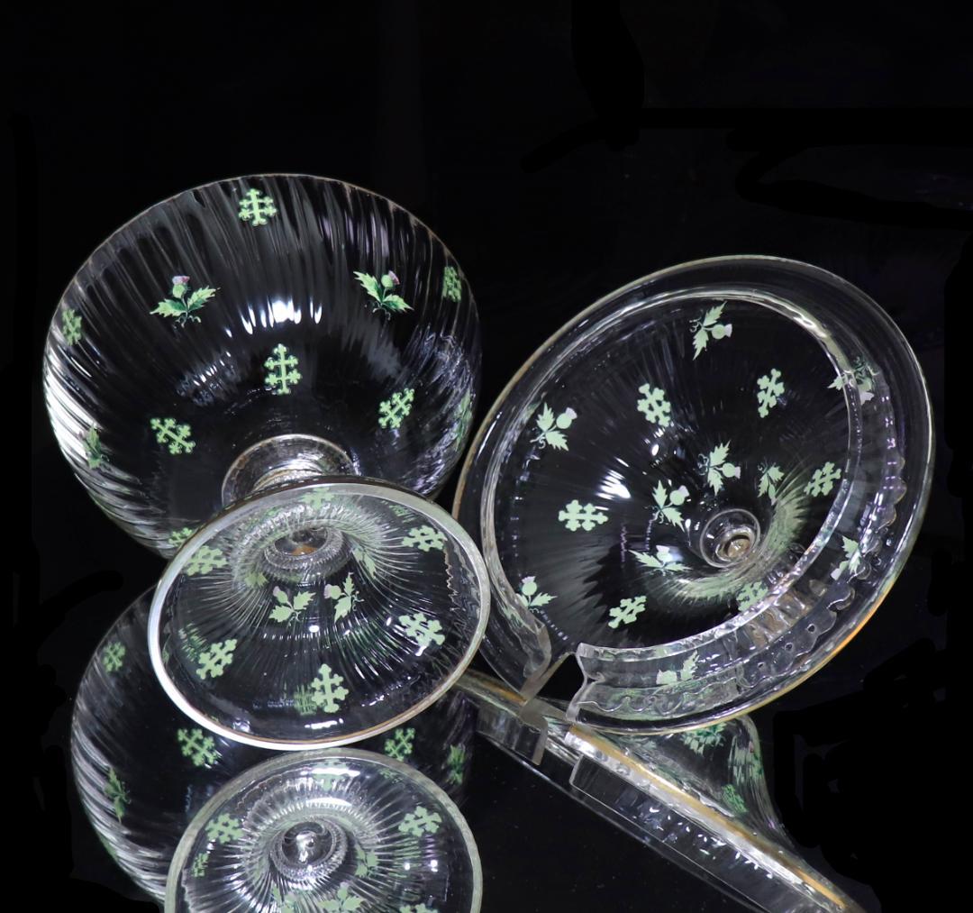 オールド・バカラ 稀少1880年頃金彩エナメルアザミ&ロレーヌ十字大型コンポート