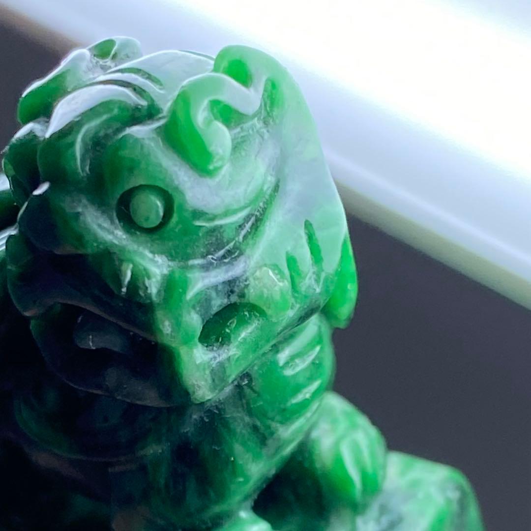 本翡翠　獅子印材一対　90g 東Y7-0212ア㉜タニチ