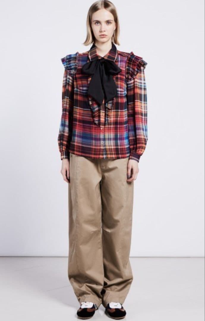 DOUBLE STANDARD CLOTHING ミックスチェックブラウス 38