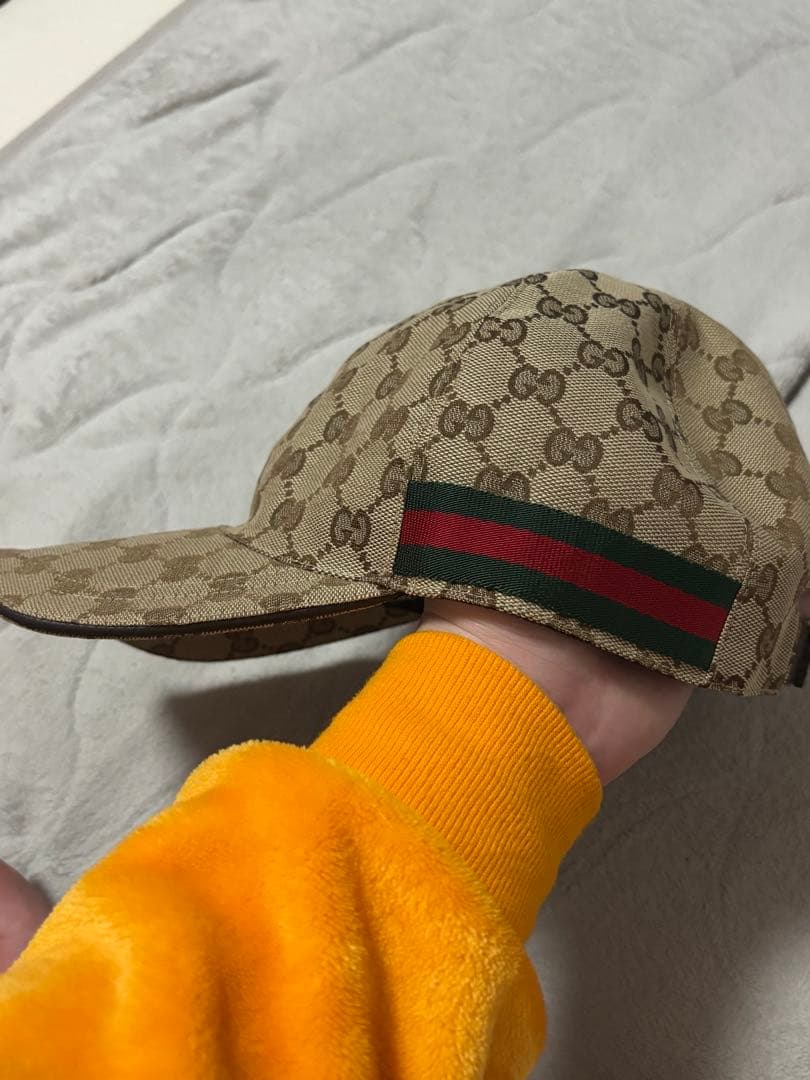 GGキャンバス シェリーライン キャップ 帽子 ベージュ 200035