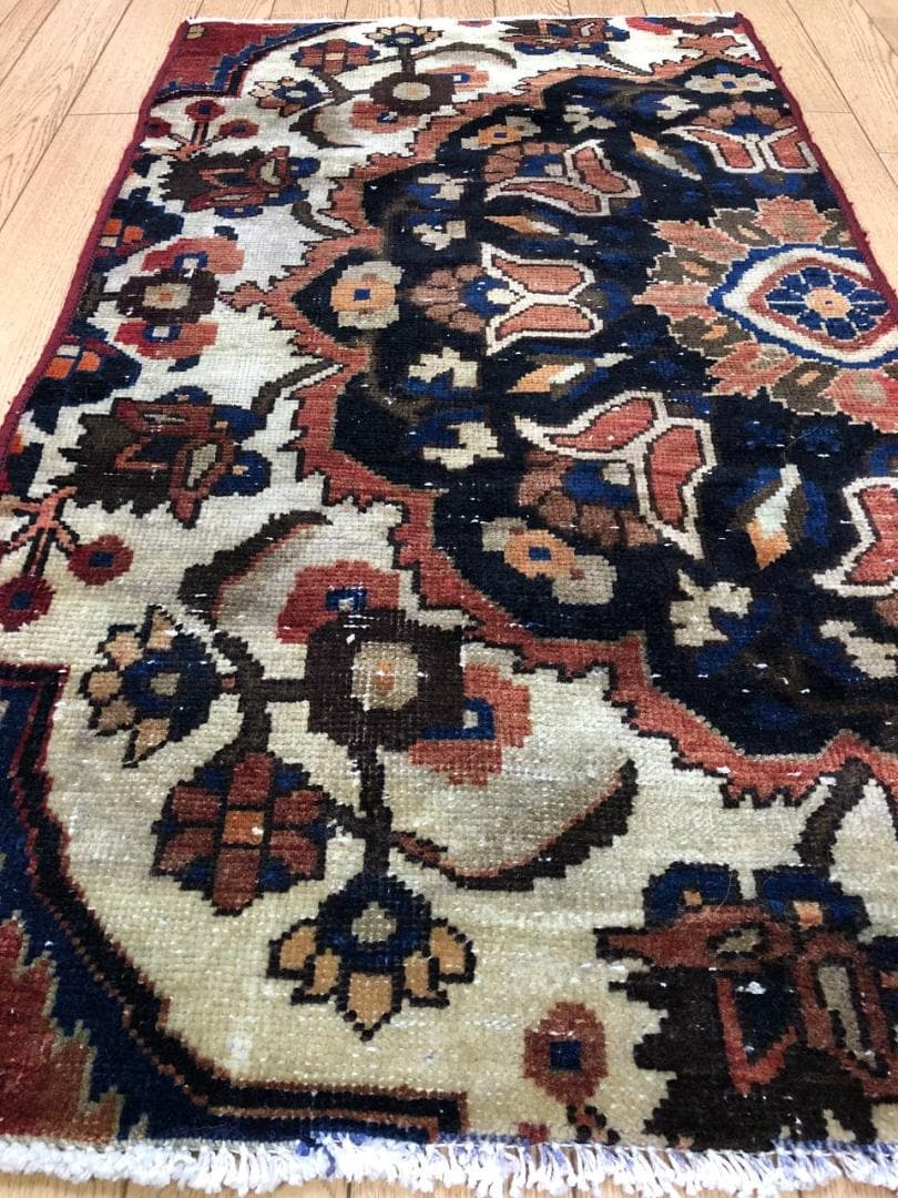 ペルシャ絨毯 ヴィンテージラグ 100×56cm 手織り オールドpersia