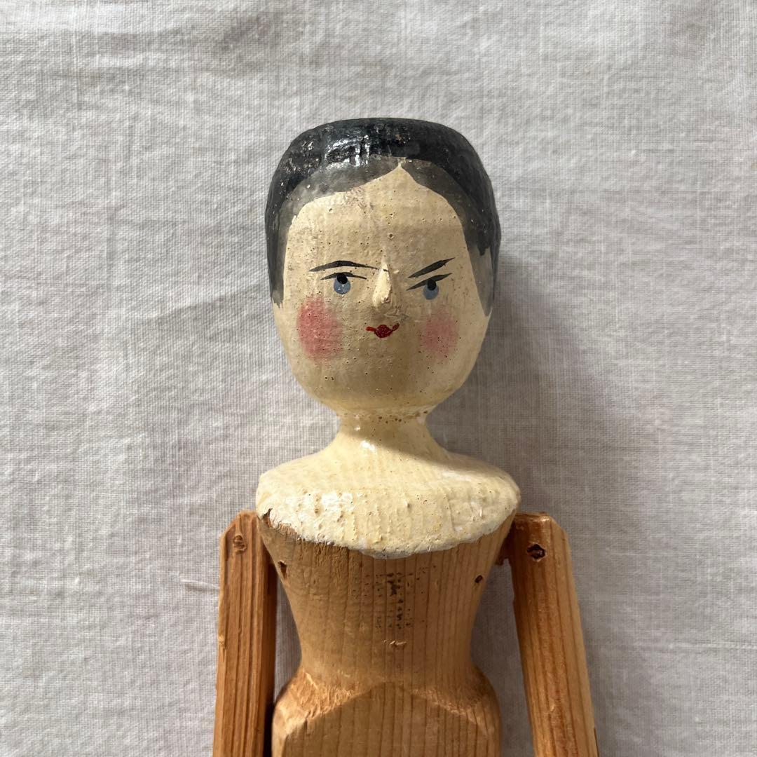 アンティーク　ペグドール　ウッデンドール