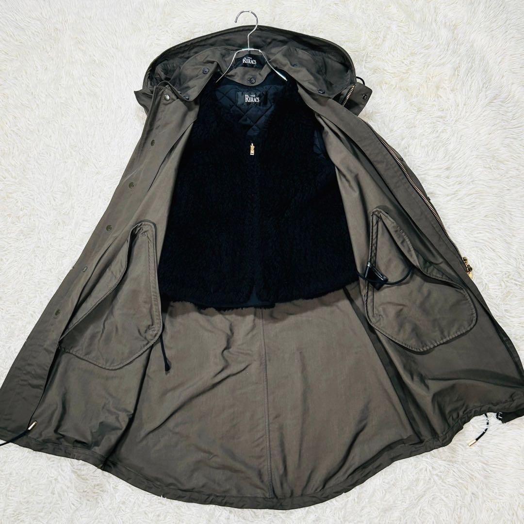 未使用級 リラクス モッズコート ボアベスト セット 取り外し可 カーキ 36