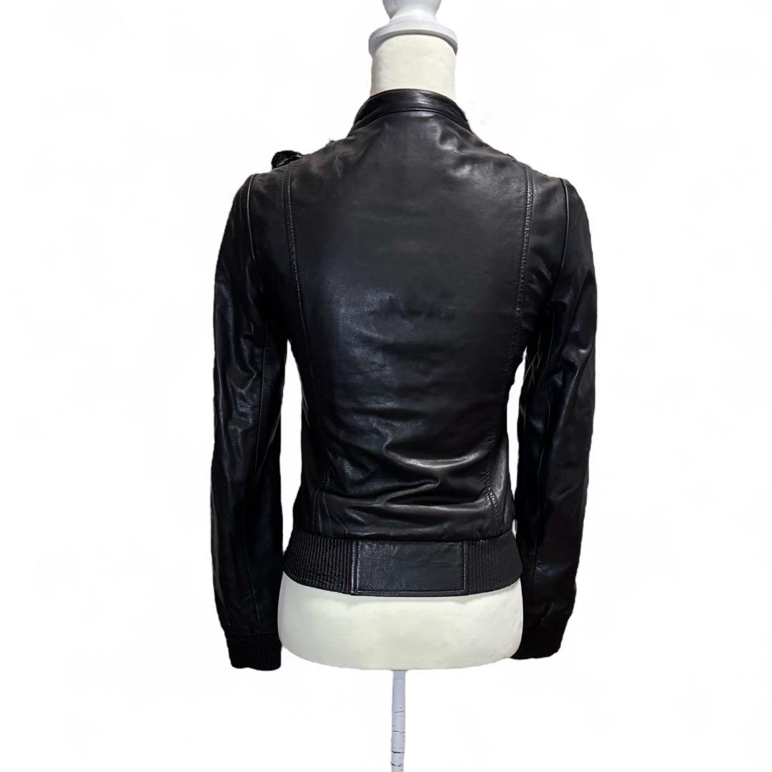 【T様】パトリツィア ぺぺレザージャケット 黒 S 羊革 高級装飾 希少