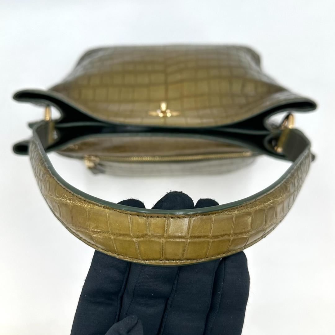 ペレリールッソ 日本製 クロコダイルレザー ショルダーバッグ ハンドバッグ