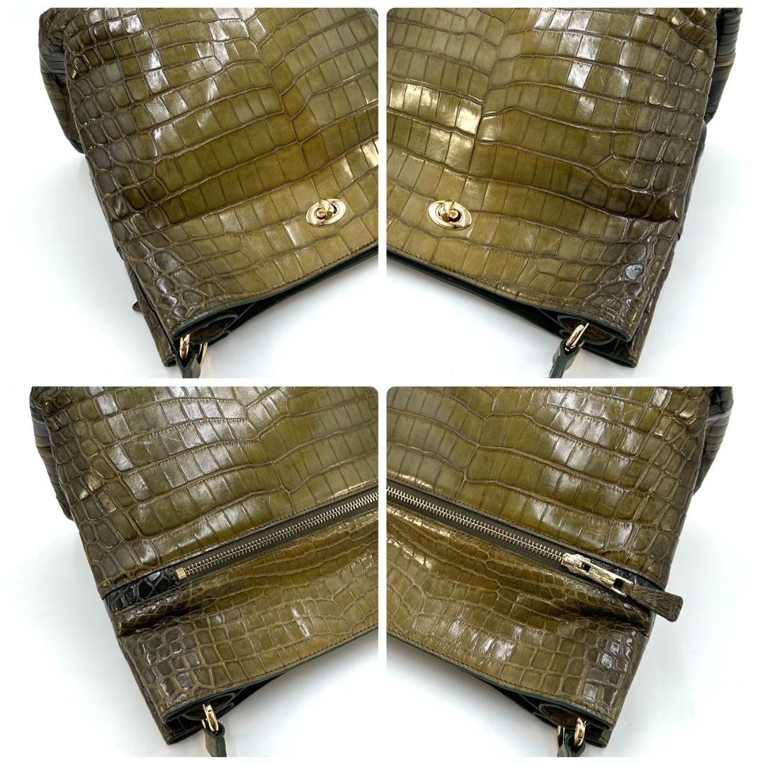 ペレリールッソ 日本製 クロコダイルレザー ショルダーバッグ ハンドバッグ