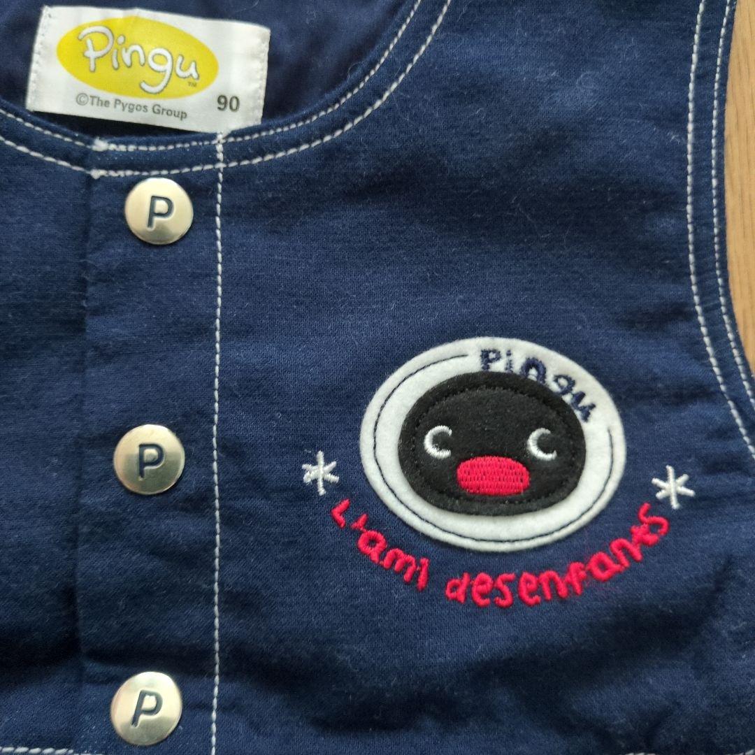 90サイズ　ピングー＆ピンガ ＆ロビフード付きシャツ・デニムカバーオール・靴下