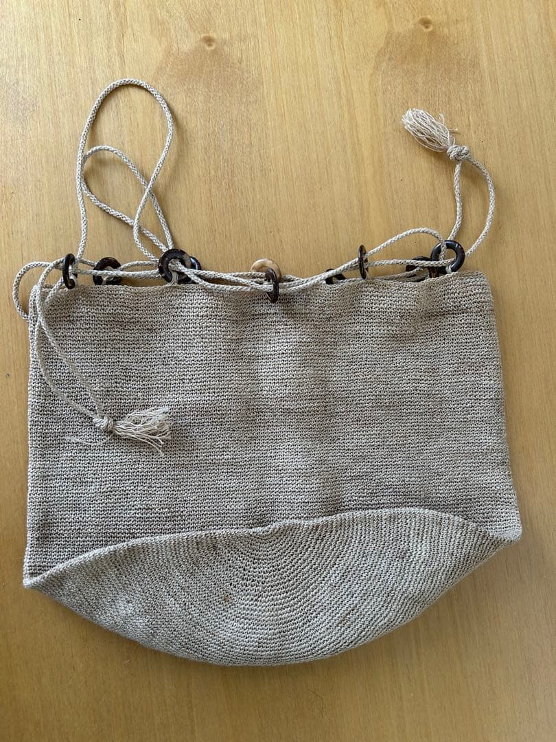ヨーガンレール　麻　巾着バッグ　ベージュ