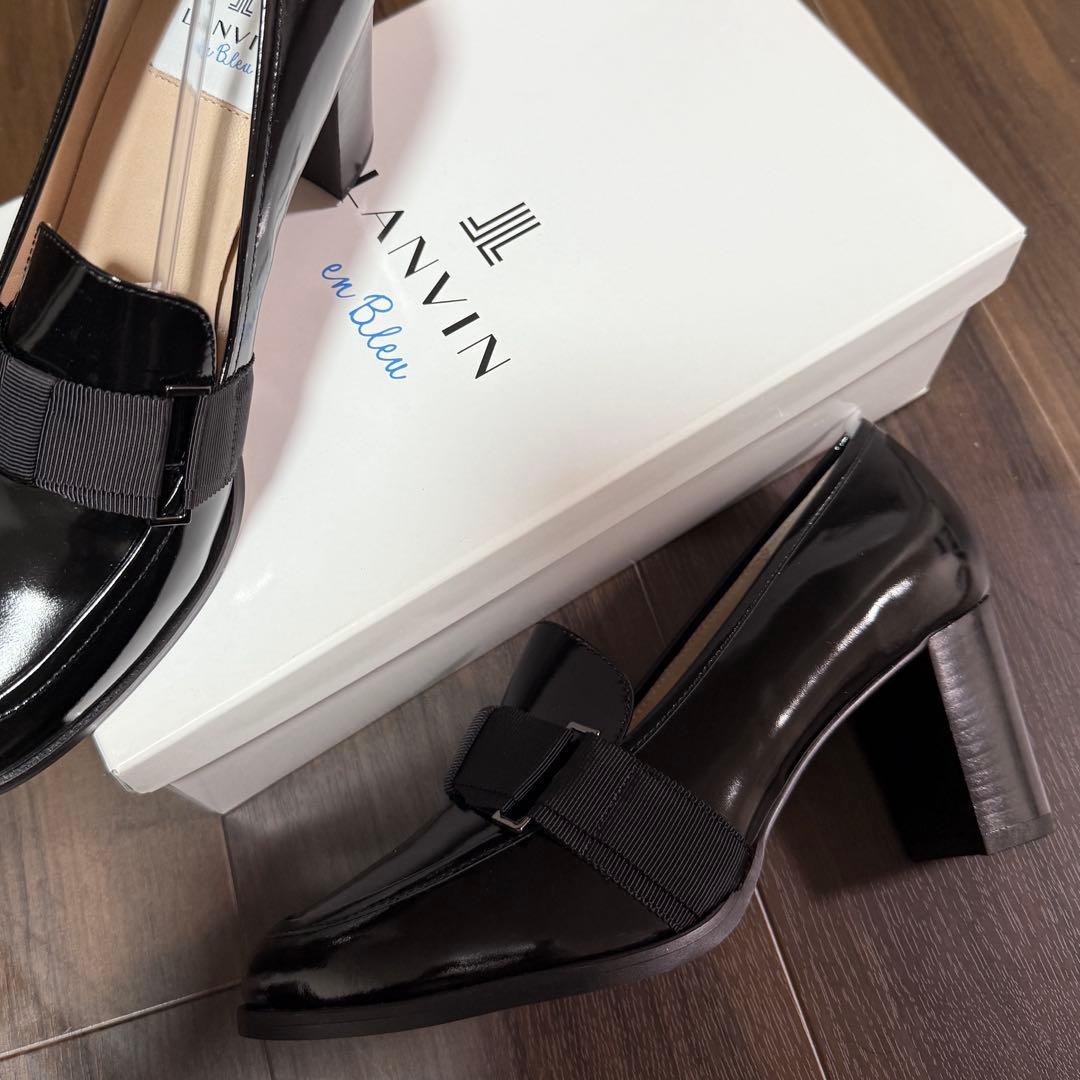 あず　新品LANVIN enBleu リボンモチーフヒールアップローファー