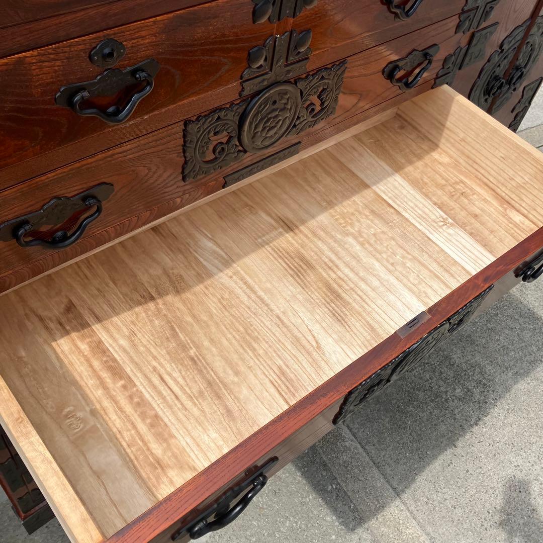 仙台箪笥 伊達箪笥 漆塗り 6段13杯 引き出し 和箪笥 帳場箪笥 サイドボード