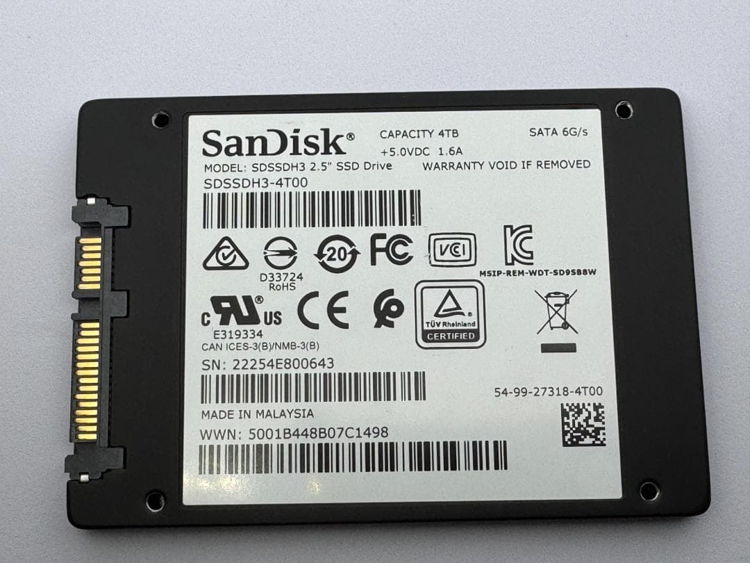M*介様 SanDisk SDSSDH3-4T00 2.5in 4TB 中古正常
