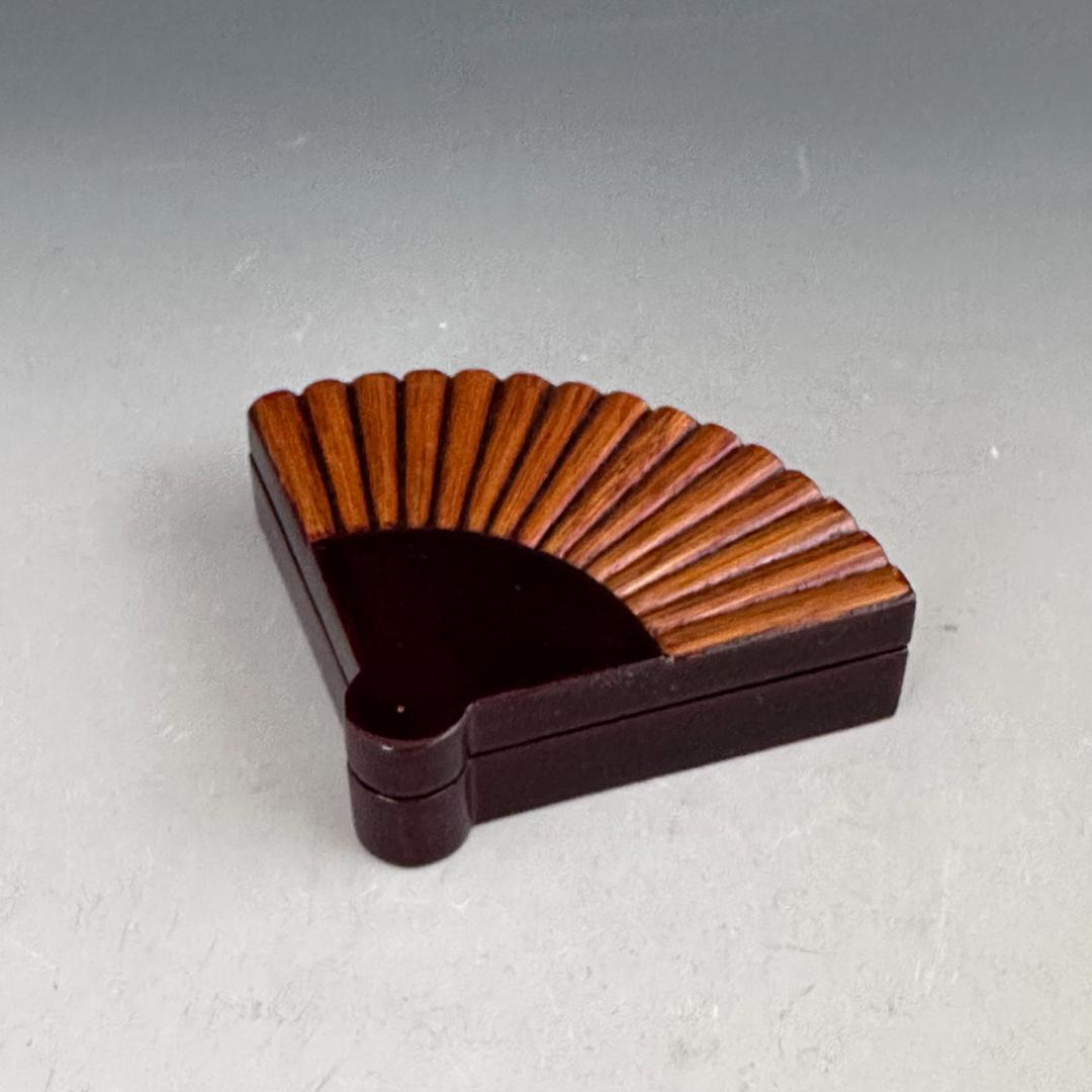 茶道具　而妙斎好　矢竹張　扇面　香合　熊谷秀穂　共箱　風炉用　漆芸　炭点前　茶会