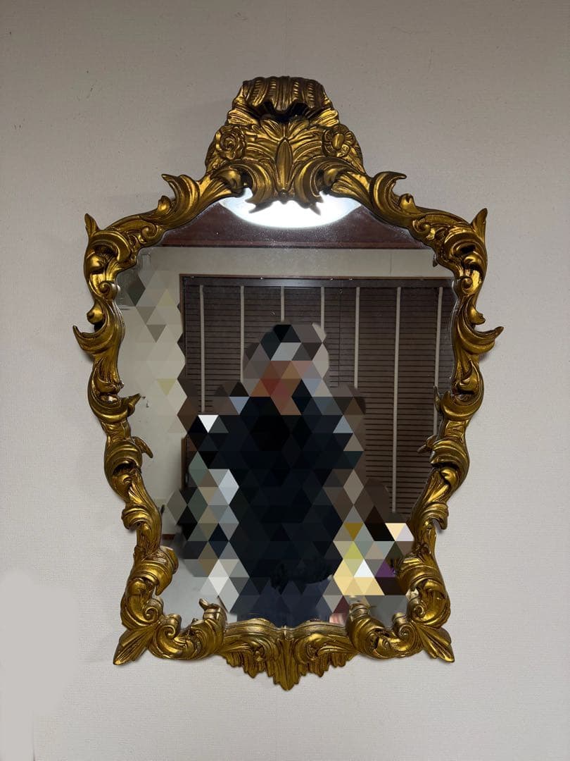 西洋アンティーク 大型ミラー 金彩装飾 ウォールミラー 店舗什器 鏡