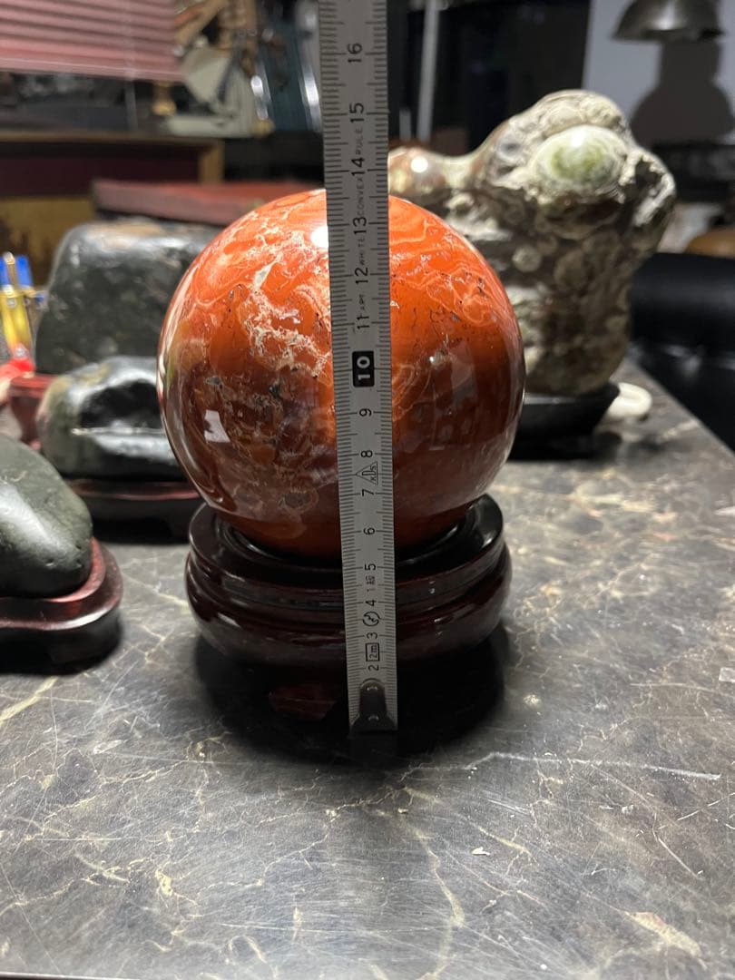 佐渡赤玉石、11センチ赤玉石球体、鑑賞石 パワーストーン、水石、日本三大銘石