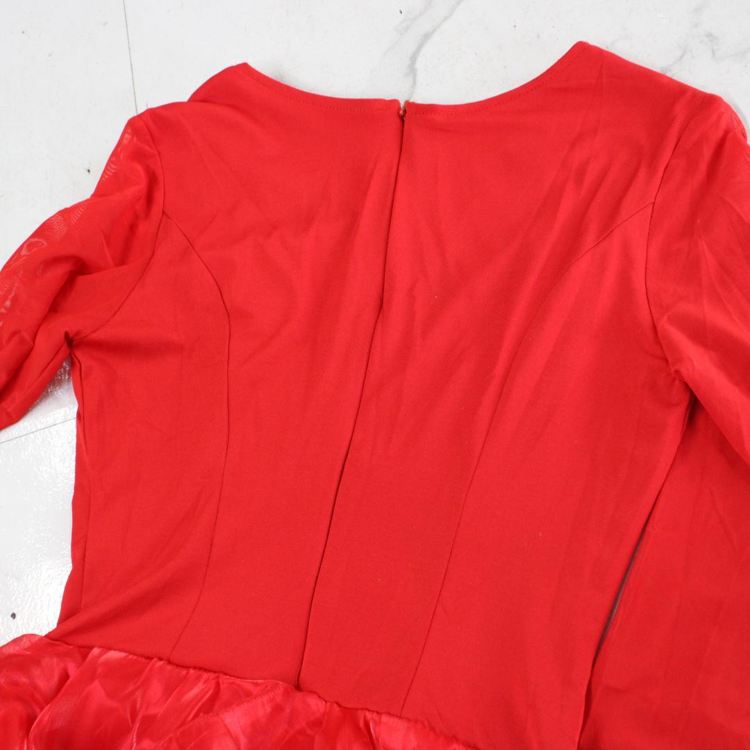 【美品社交ダンス衣装】ワンピース ドレス ラテン 赤 primaboutique