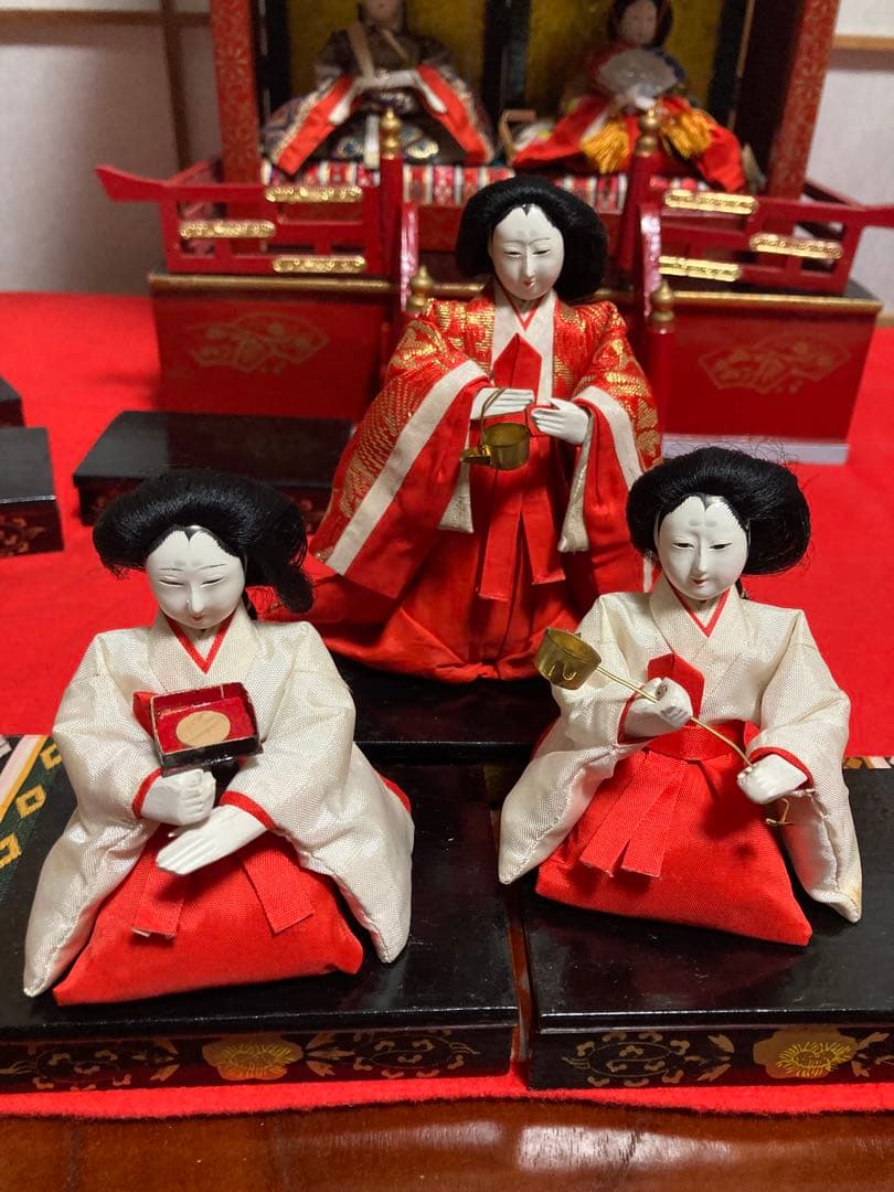 まこちゃん‼️希少❶【木製雛御殿】②【芥子雛】親王・内親王・十三人小ぶり