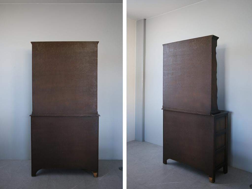 英国アンティーク木製キッチンキャビネット/食器棚/飾り棚サイドボード(91-17