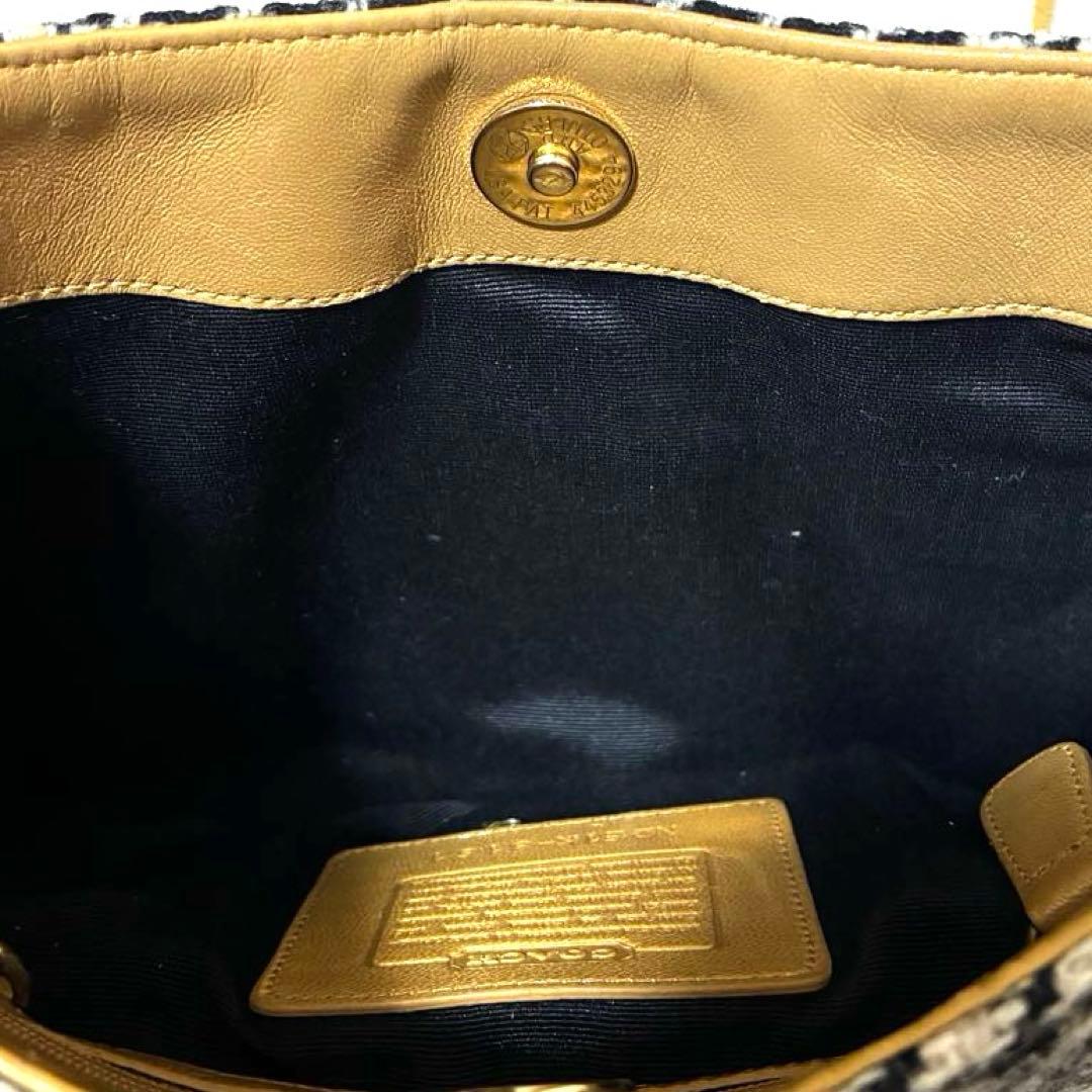 美品 COACH ワンショルダー バッグ アクセサリーポーチ チェック 千鳥格子