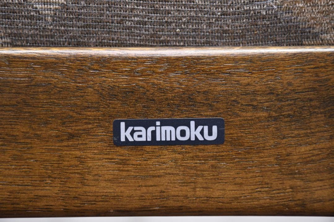 FAC62 カリモク ダイニングチェア ハイバック ブナ材 総柄ファブリック