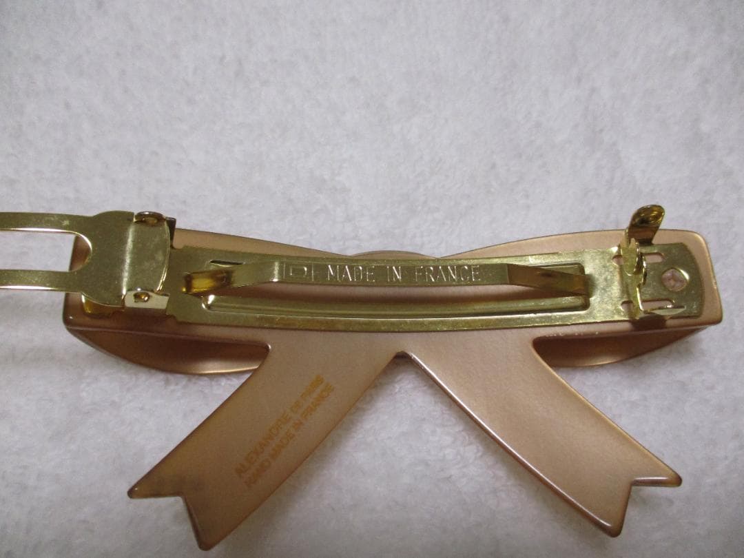 未使用自宅保管 アレクサンドルドゥパリ　リボンバレッタ　ベージュ　スワロフスキー