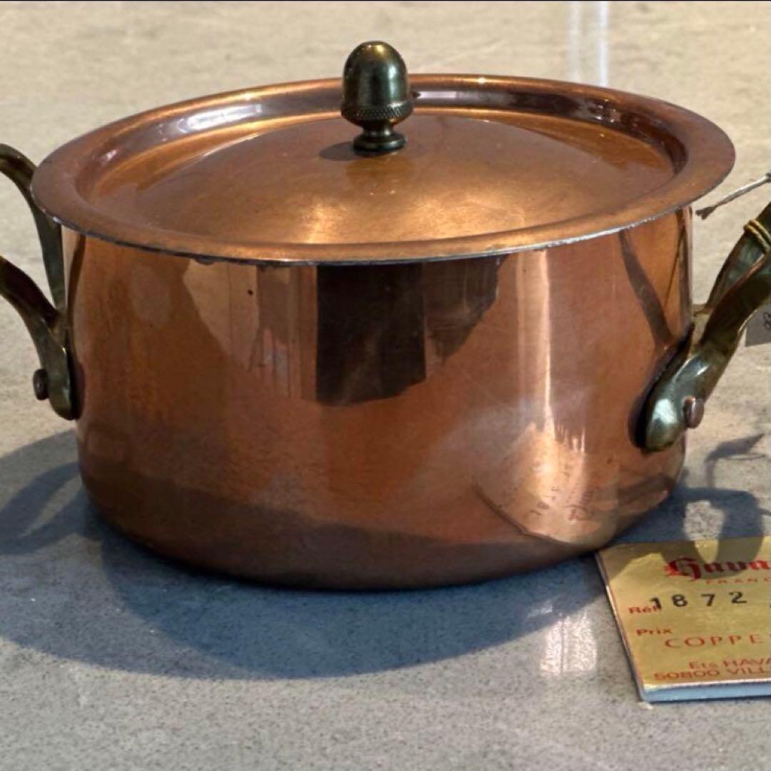 未使用　保管品　フランス製アンティーク小型の銅鍋