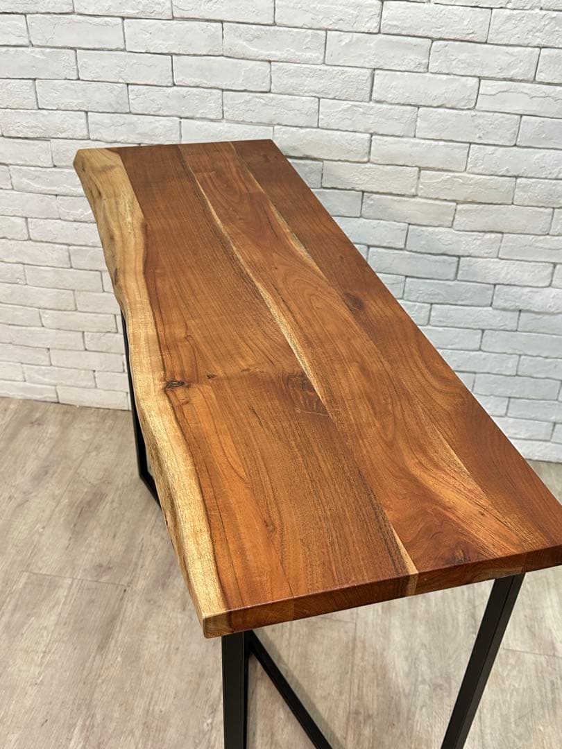 【東京都23区配送無料】一枚板　コンソール　テーブル　飾り棚　アイアン　机　玄関