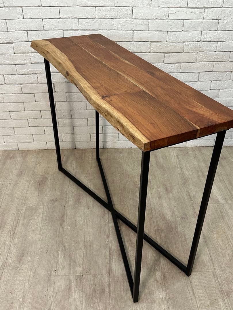 【東京都23区配送無料】一枚板　コンソール　テーブル　飾り棚　アイアン　机　玄関