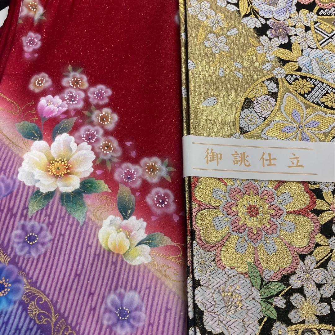 美品⭐︎京都きもの友禅⭐︎赤花柄振袖 正絹 一式セット⭐︎