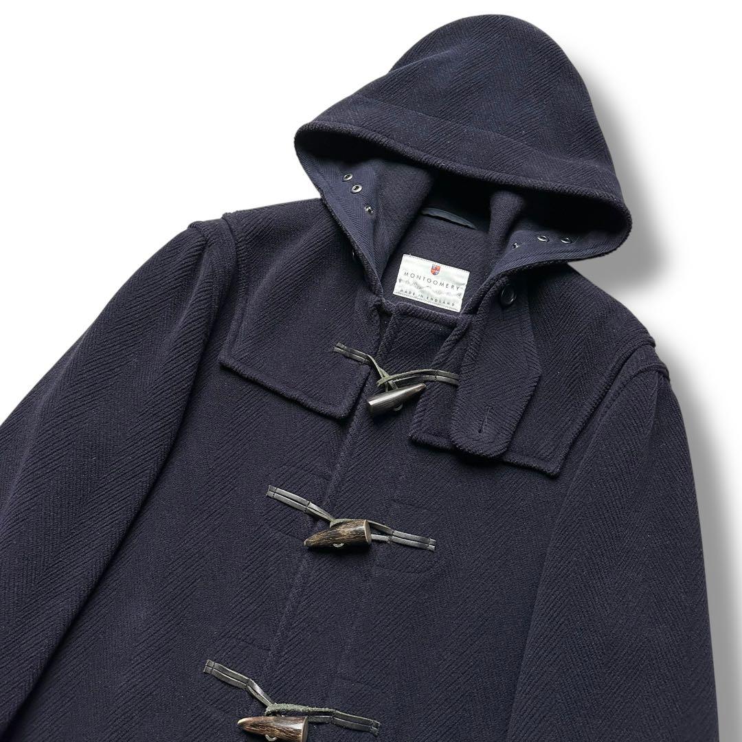 極美品 英国製 モンゴメリー ムーアブルック ダッフルコート ヘリンボーン 紺