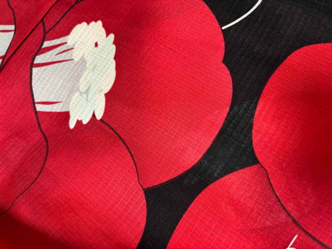 浴衣 2点セットモダン レディース フリーサイズ セット 古典 椿 赤 黒