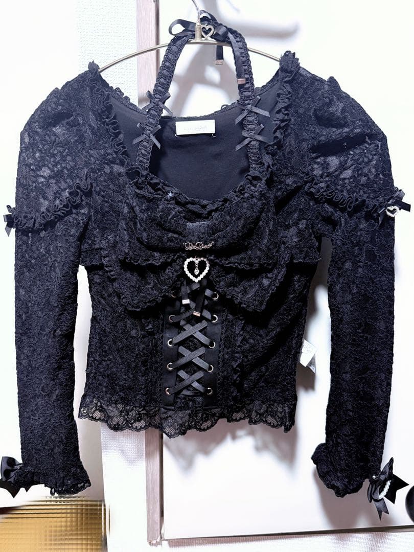 リズリサLIZLISA レースニットそートップス ブラック