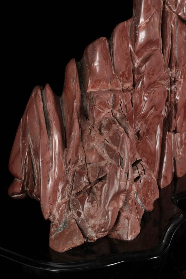 赤石 赤色天然石 レバー鑑賞石 水石 原石 鑑賞石 飾石 美石 台座付