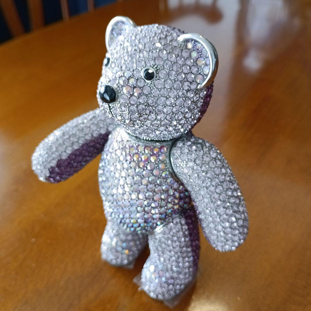 クリスタル、スワロフスキー装飾✳テディベア　ピンクパープル　アメリカ製　希少