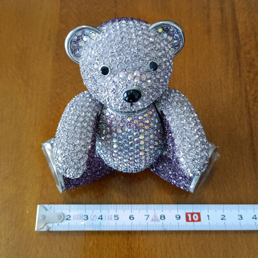 クリスタル、スワロフスキー装飾✳テディベア　ピンクパープル　アメリカ製　希少