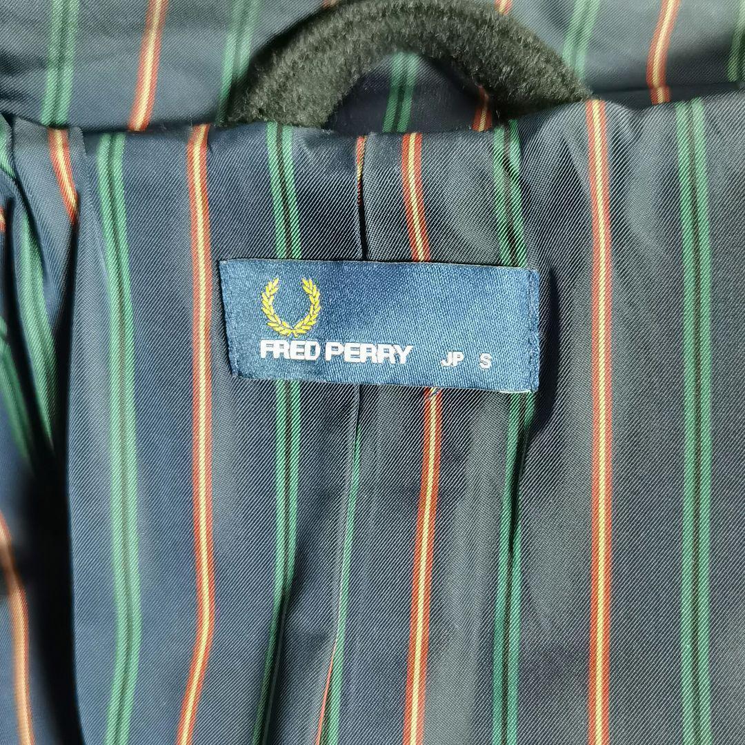 【極美品】フレッドペリー ウールダッフルコート 裏地ストライプ サイズＳ 黒