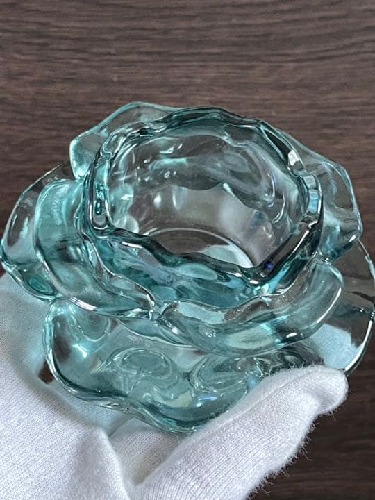 【571】ガラス製 蓮 ブルー