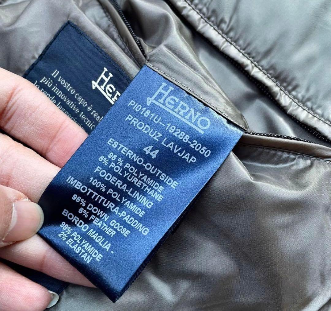【美品】HERNO N-3Bダウンコート ミドル丈　ブラウンベージュ 44