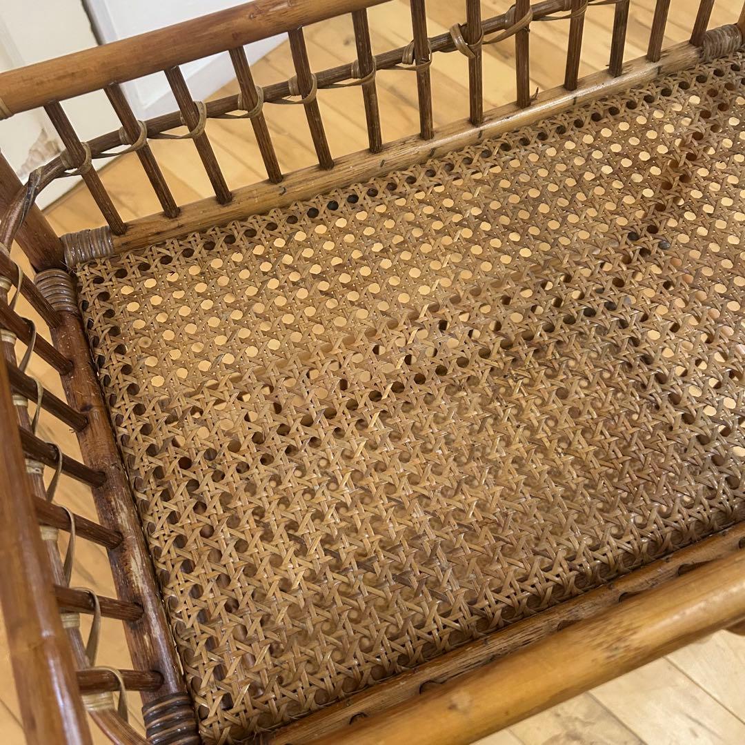 ☆アンティーク☆ ラタン　脱衣かご　ワゴン　マルチ　ラック　バスケット　古道具