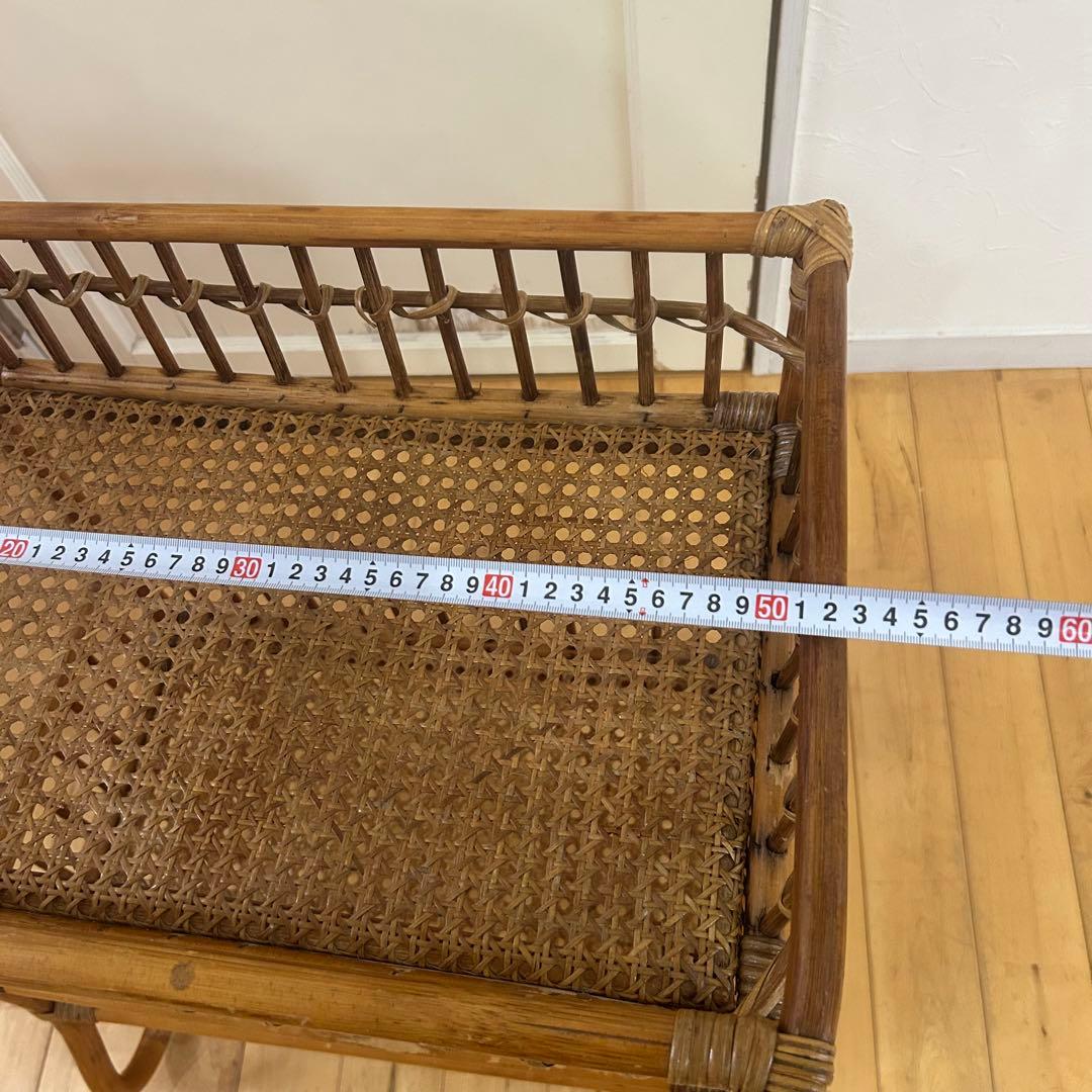 ☆アンティーク☆ ラタン　脱衣かご　ワゴン　マルチ　ラック　バスケット　古道具