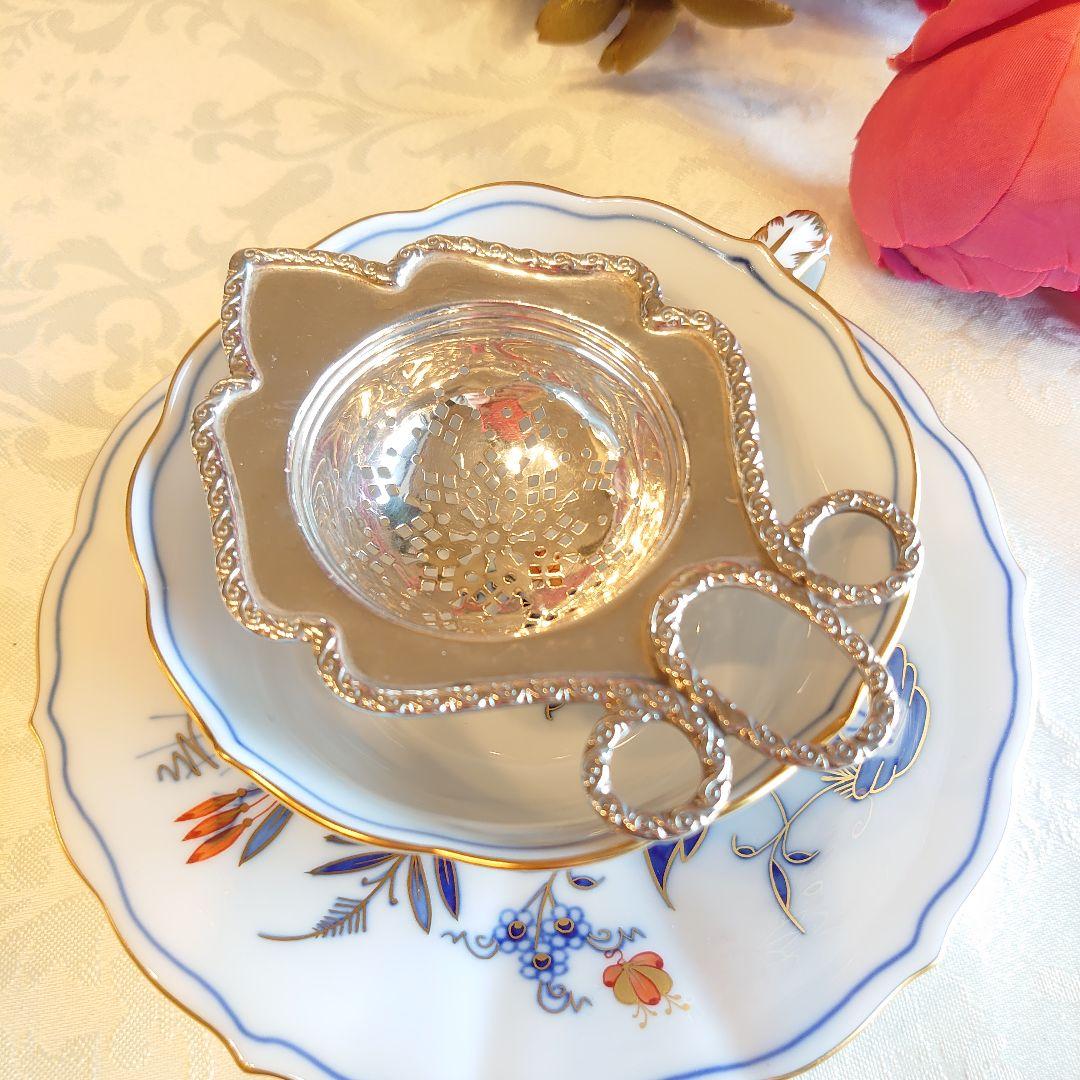 イギリス　アンティーク　ティーストレイナー　ティーストレーナー　茶こし　純銀