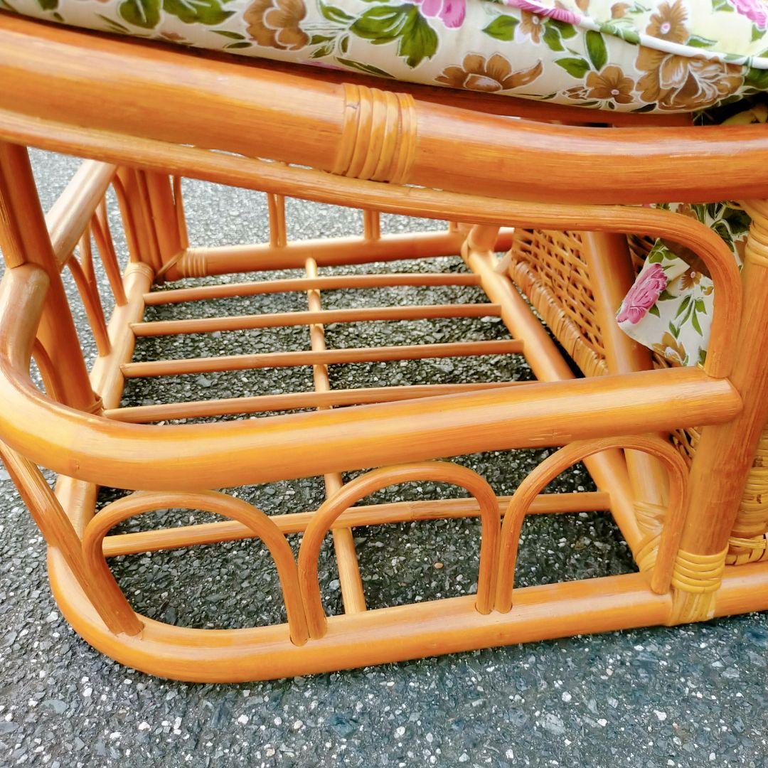ヴィンテージ ラタン カウチソファ 2人掛け 引き出し収納付き