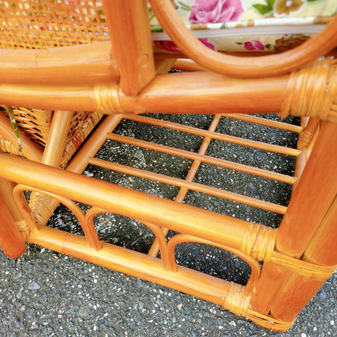 ヴィンテージ ラタン カウチソファ 2人掛け 引き出し収納付き