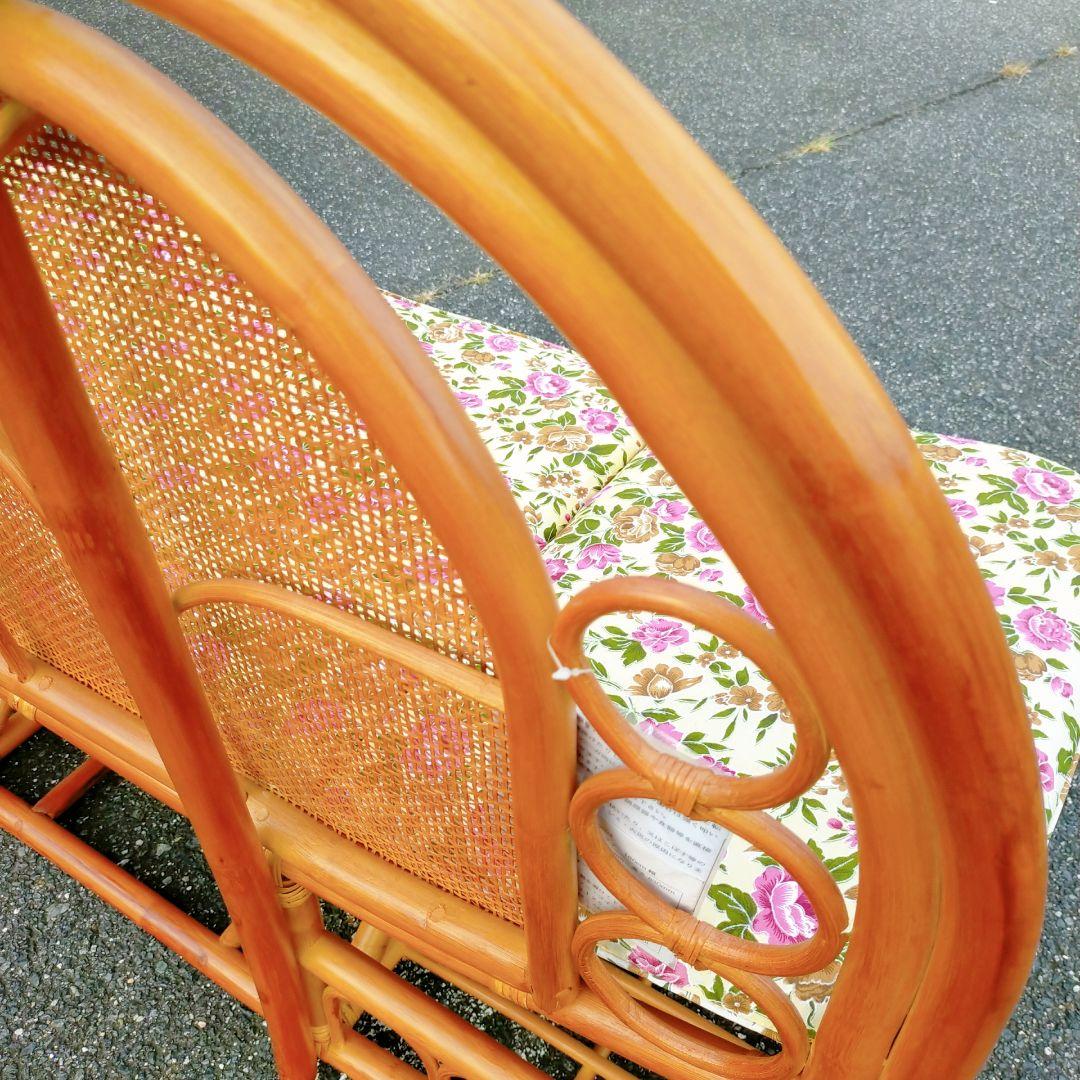 ヴィンテージ ラタン カウチソファ 2人掛け 引き出し収納付き