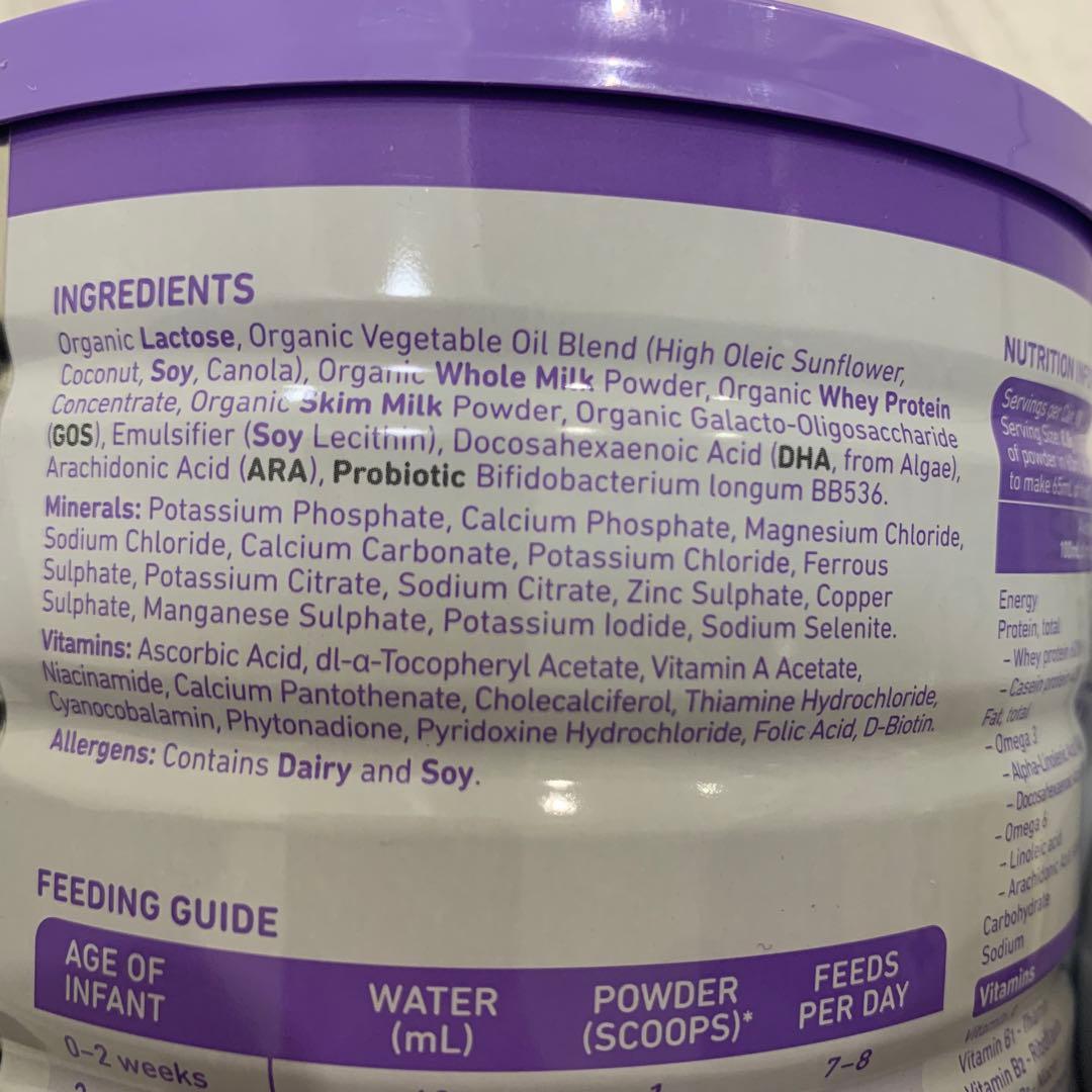 bubs organicバブズ粉ミルク800g ステップ1(0〜6ヶ月)×2缶