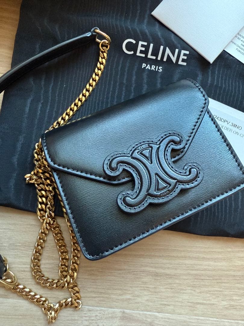 CELINE トリオンフ チェーン付　カードホルダー