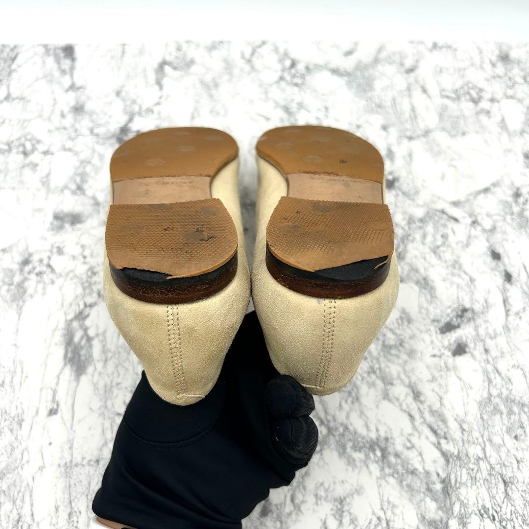 エルメス　パンプス　モカシン　マンドリン　刺繍　スウェード　24cm